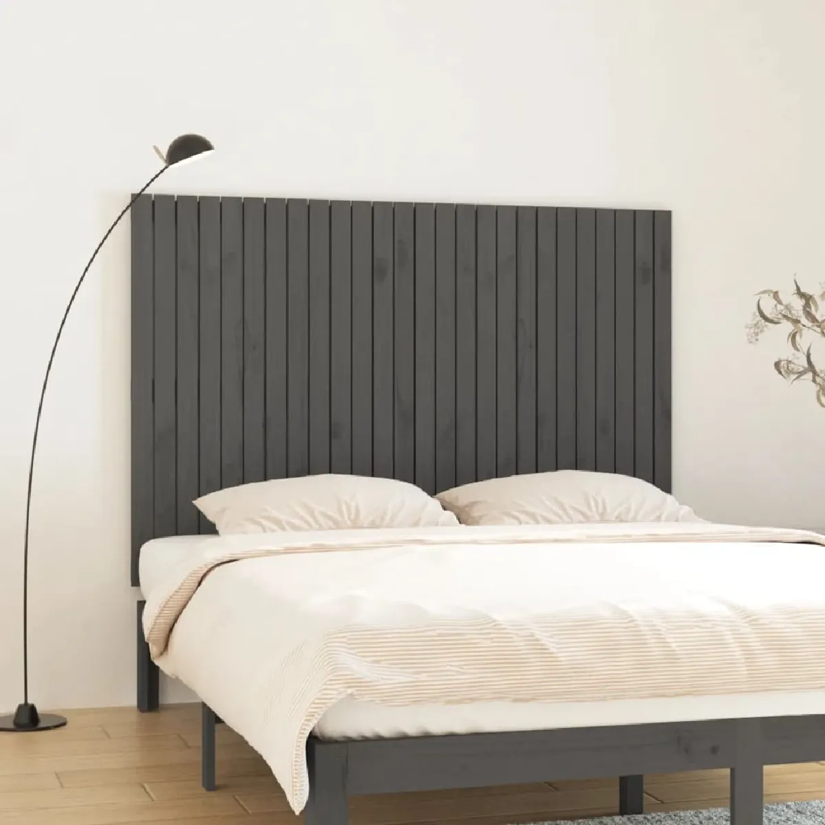 Vidaxl 824960 Tête de lit murale Gris 166x3x110 cm Bois massif de pin - vue 1