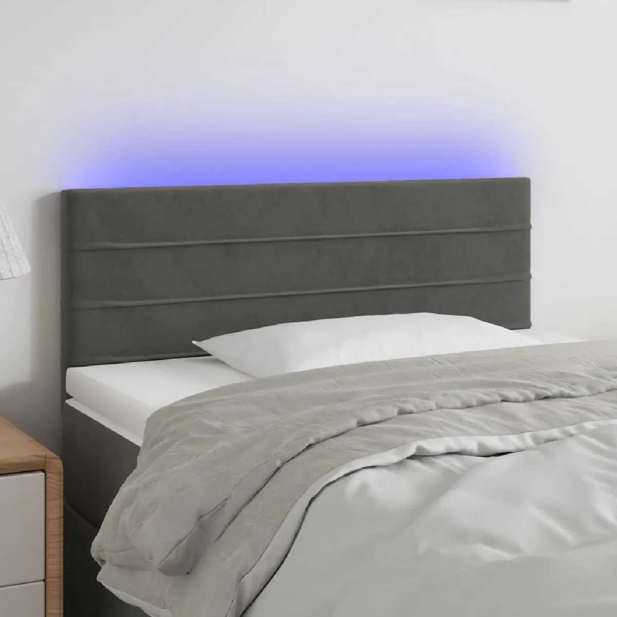 vidaXL Tête de lit à LED - Gris foncé