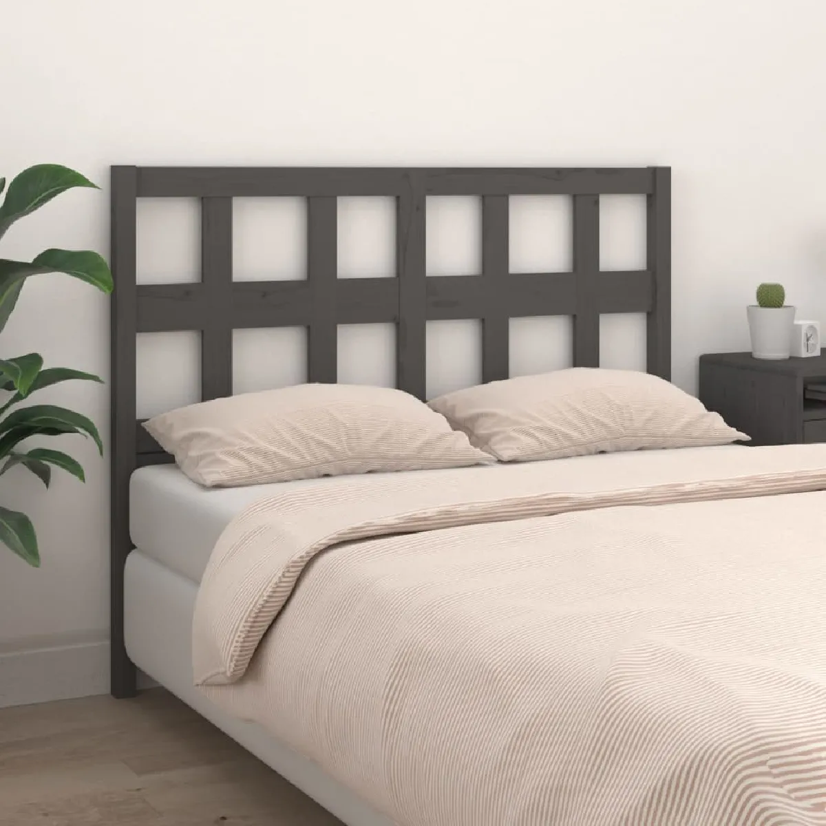 Vidaxl Tête de lit Gris 145,5x4x100 cm Bois massif de pin 818922 - vue 1