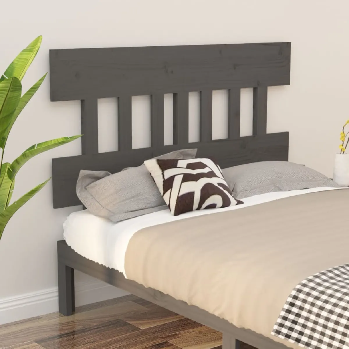 Vidaxl Tête de lit Gris 153,5x3x81 cm Bois massif de pin 819127 - vue 1