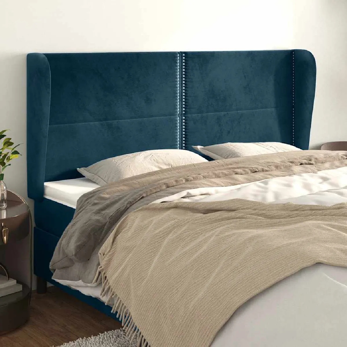 vidaXL Tête de lit avec oreilles - Bleu foncé - 203 cm