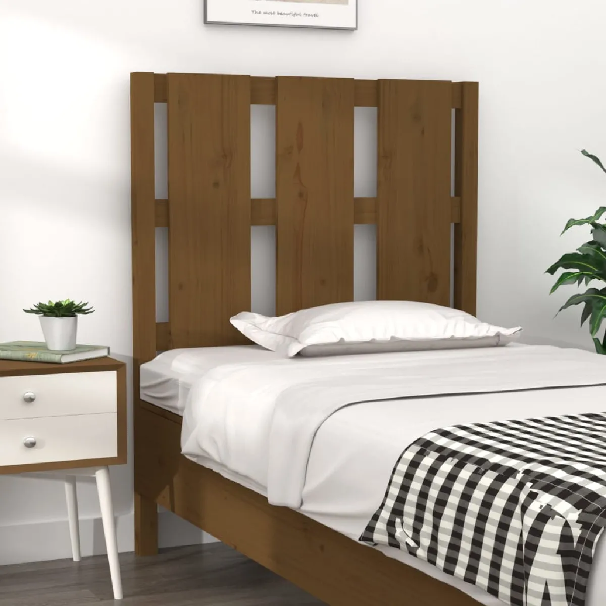 Vidaxl Tête de lit Marron miel 80,5x4x100 cm Bois massif de pin 817968 - vue 1