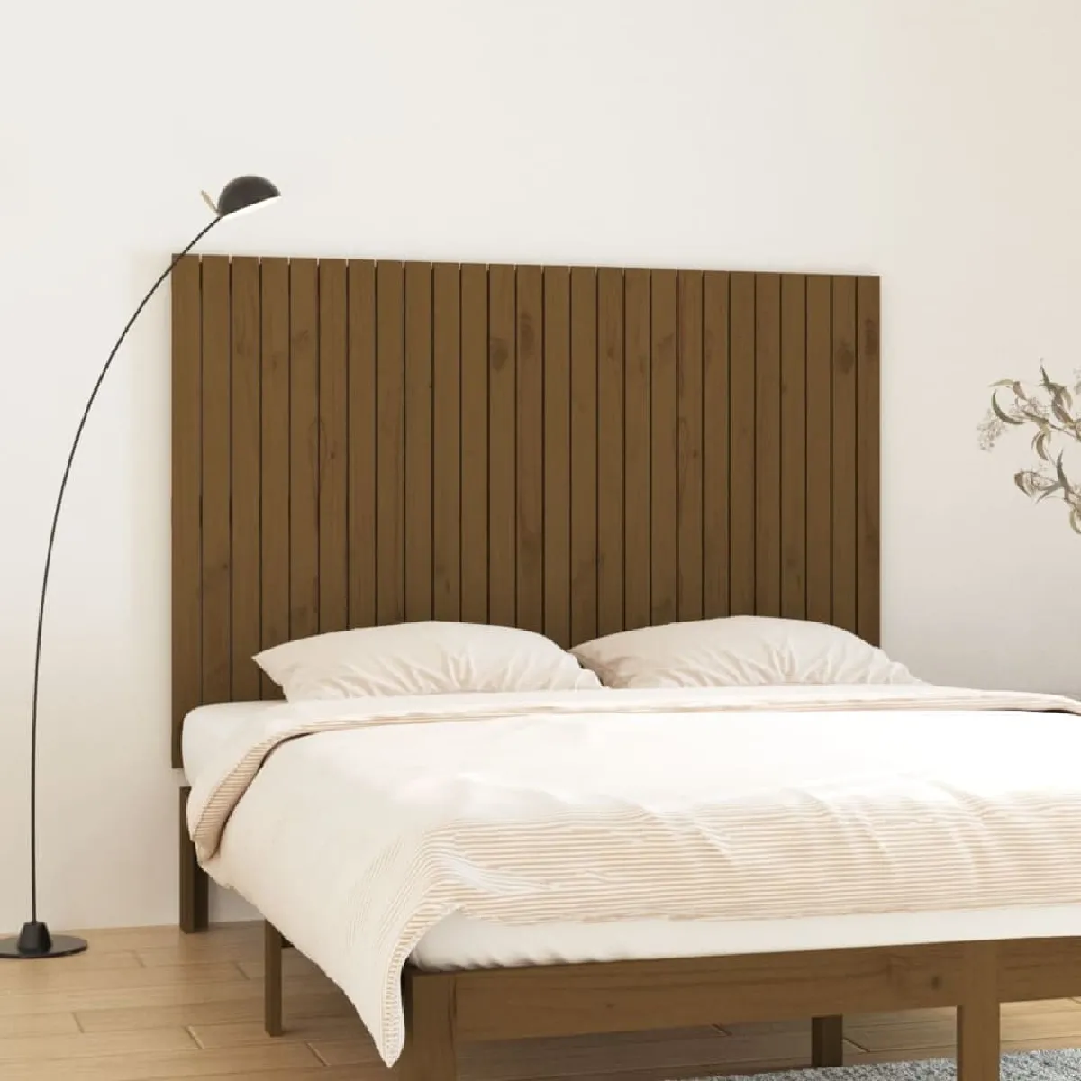 Vidaxl 824961 Tête de lit murale Marron miel 166x3x110 cm Bois massif de pin - vue 1