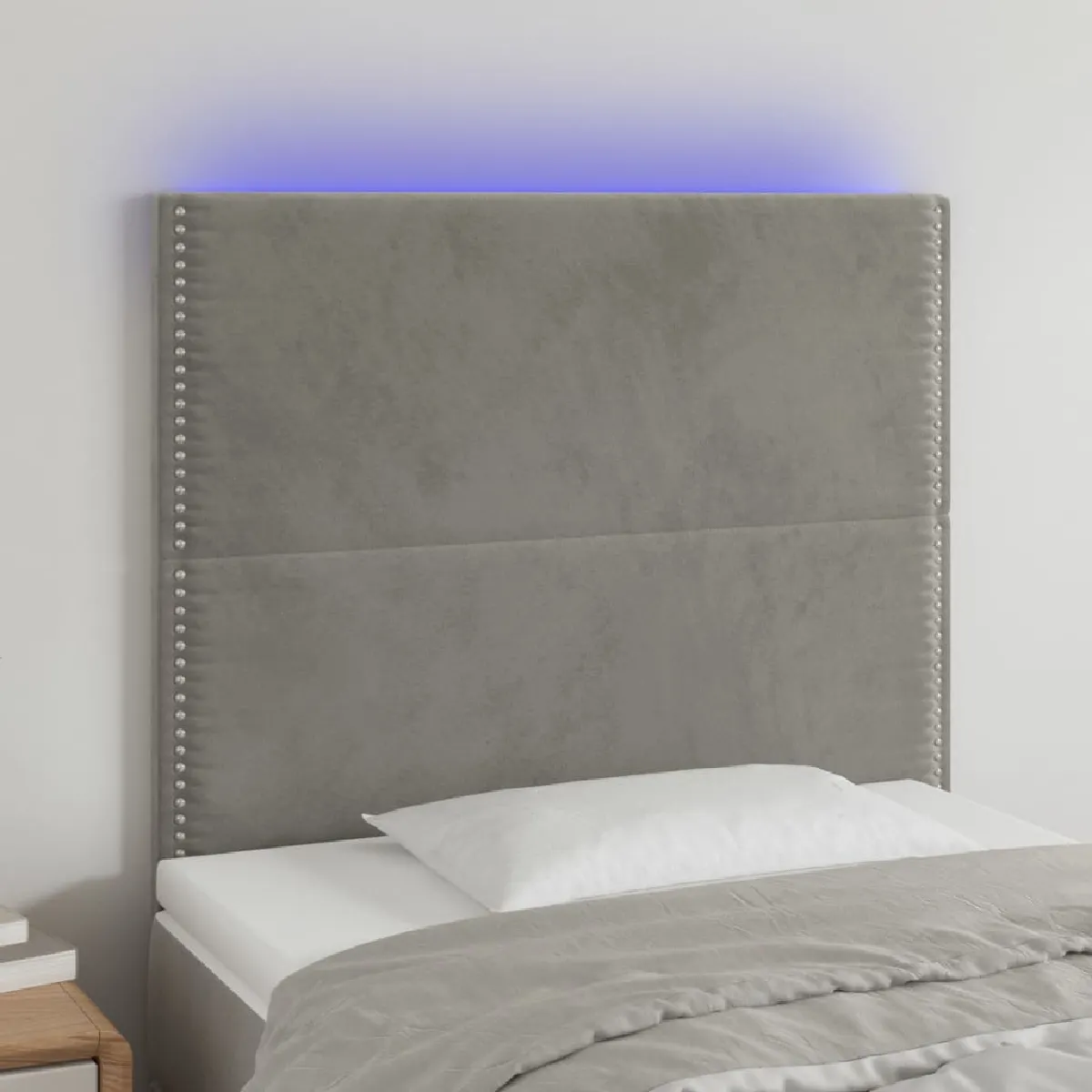 vidaXL Tête de lit à LED - Velours Gris clair