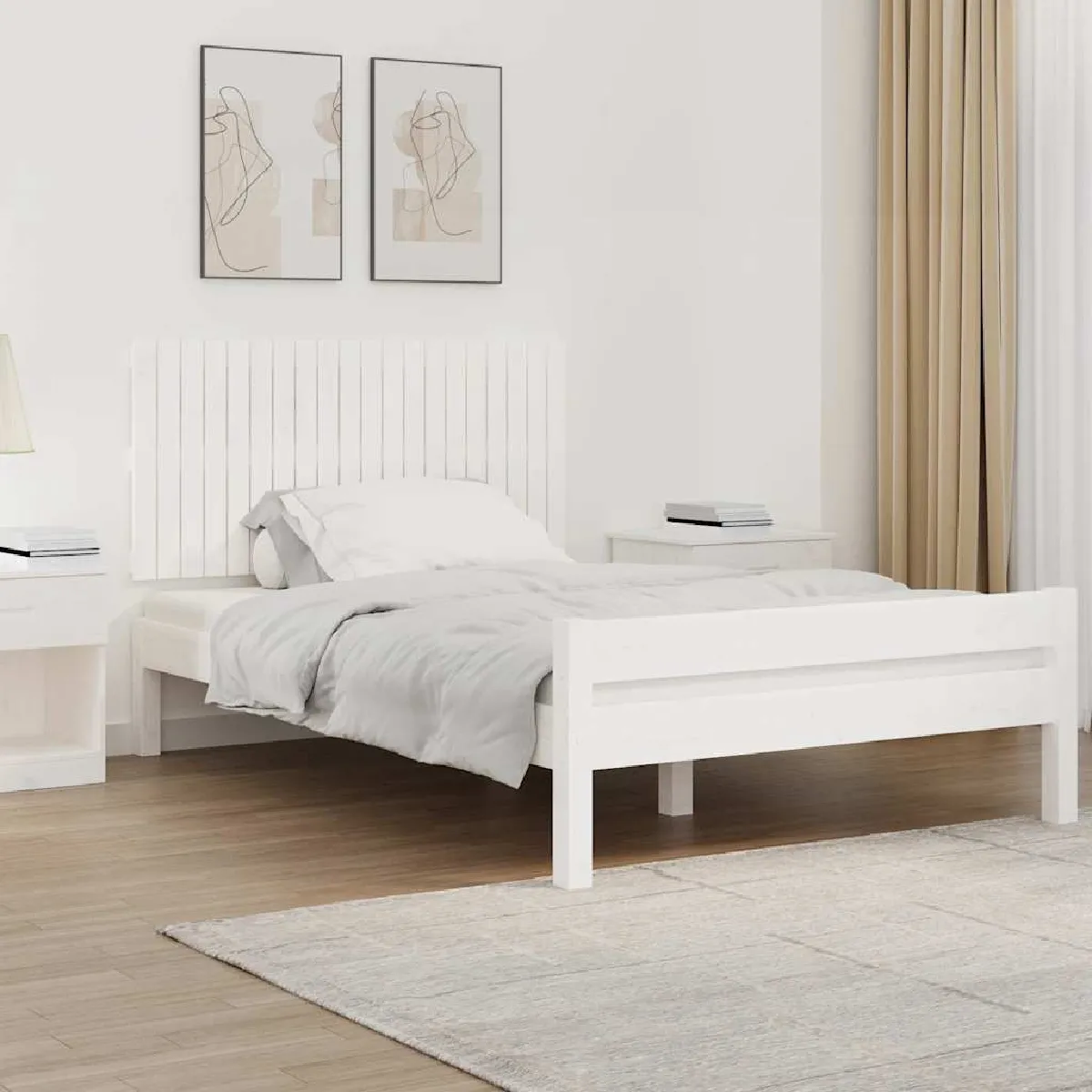 Vidaxl 824839 Tête de lit murale Blanc 127,5x3x60 cm Bois massif de pin - vue 1