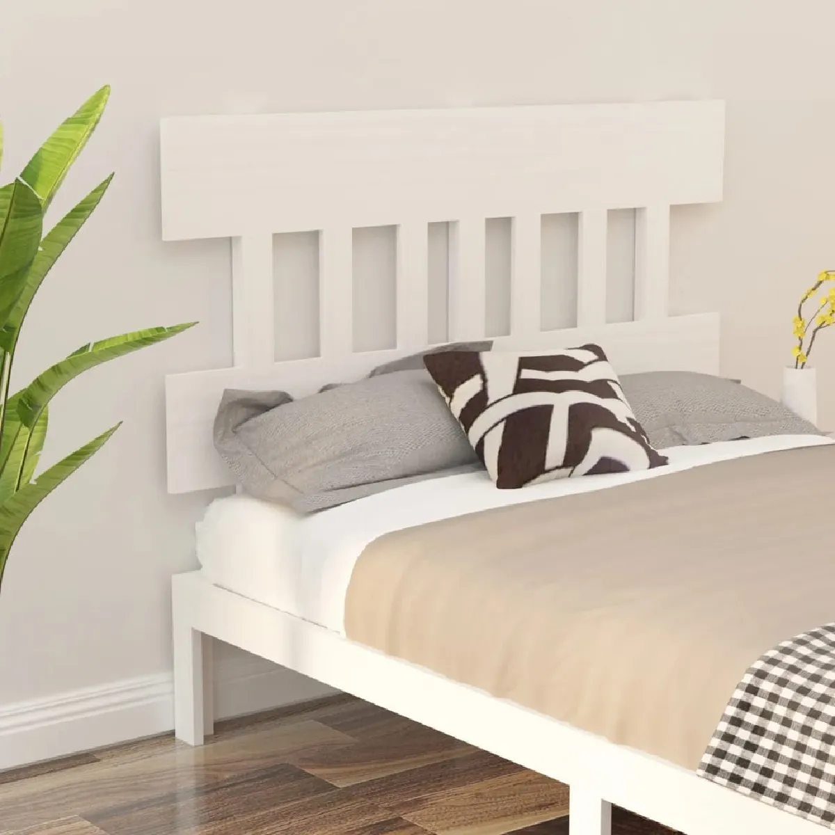 Vidaxl Tête de lit Blanc 123,5x3x81 cm Bois massif de pin 819111 - vue 1