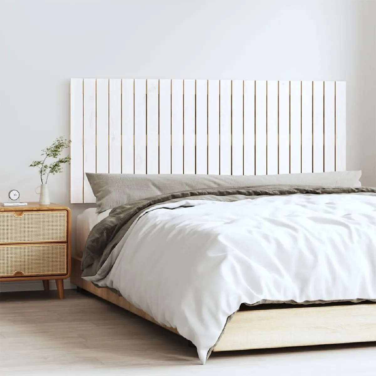 Vidaxl 824844 Tête de lit murale Blanc 147x3x60 cm Bois massif de pin - vue 1