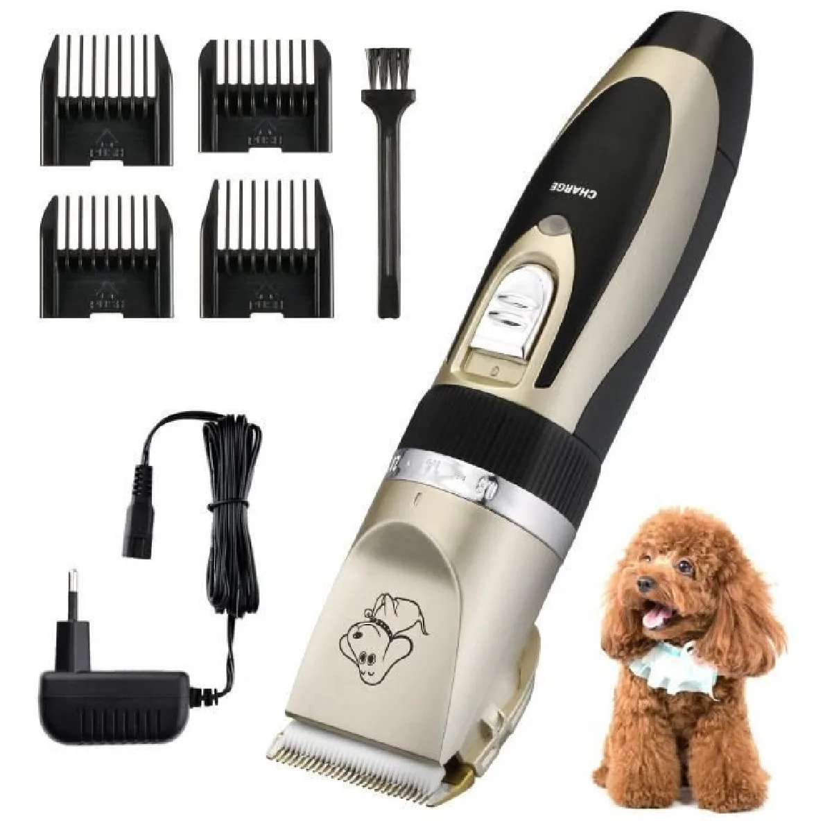Comparer les prix de 10pcs-HanCheng Kit Tondeuse Animaux Electrique sans fil Rechargeable Rasoir Toilettage Clippers Animaux Professionnelles - OR