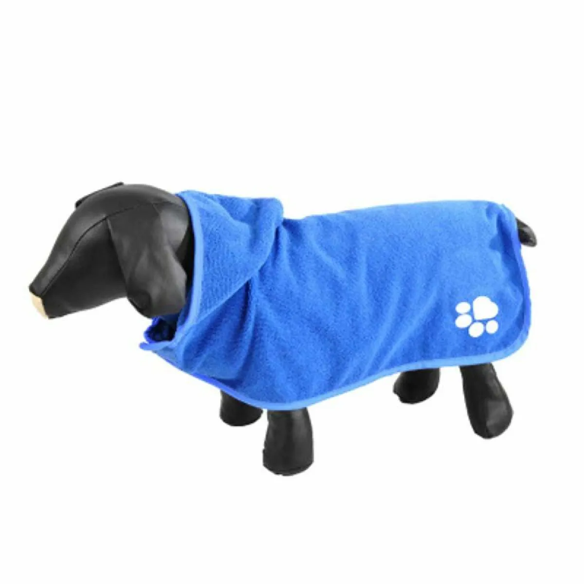 Peignoir de Bain pour Chien Capuche 55cm Bleu