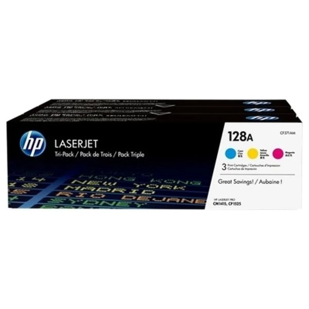 HP Pack de 3 CF371AM Cyan et Jaune - vue 1