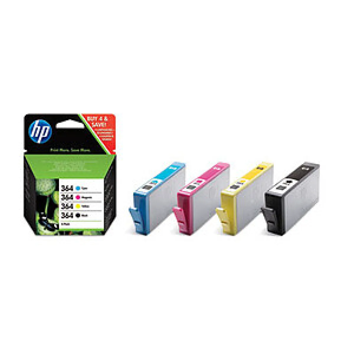 HP 364 Combo Pack SD534EE Pack de 4 cartouches d'encre authentiques jaune cyan