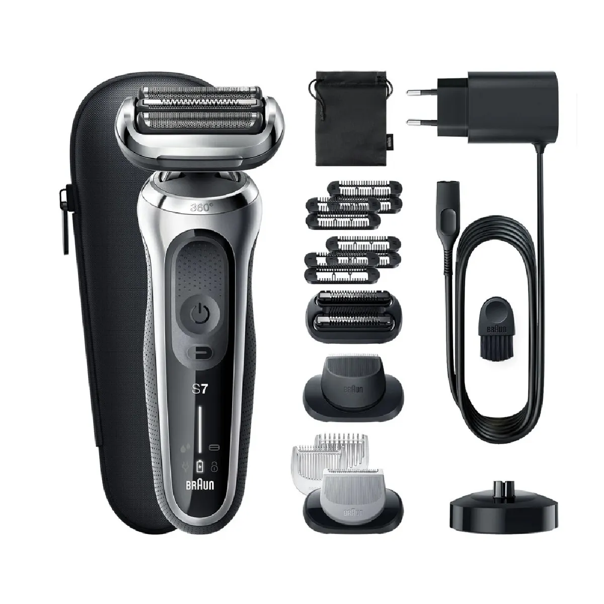BRAUN  Rasoir Series 7 - Avec Accessoires Barbe et Corps - Argent&eacute;