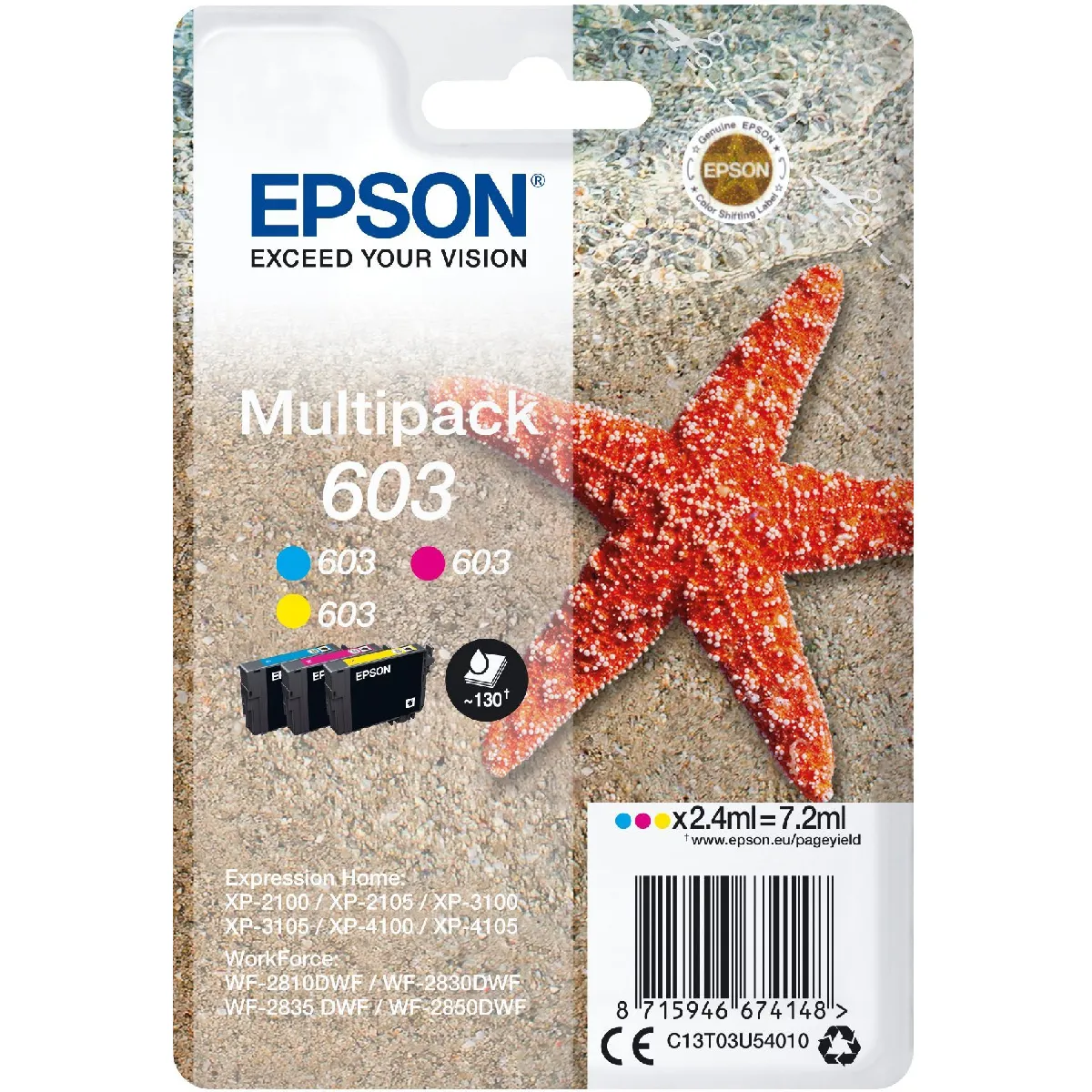 Epson Cartouche d'encre Multipack 3 Couleurs 603 T03U5