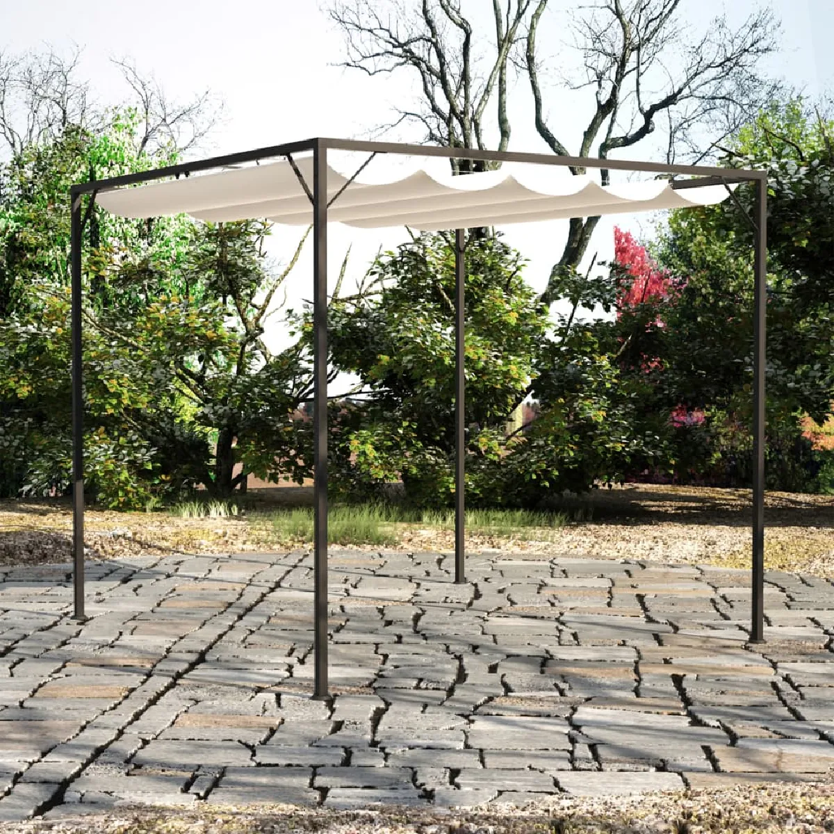 vidaXL Chapiteau de jardin 3x3 avec auvent rétractable - vue 2