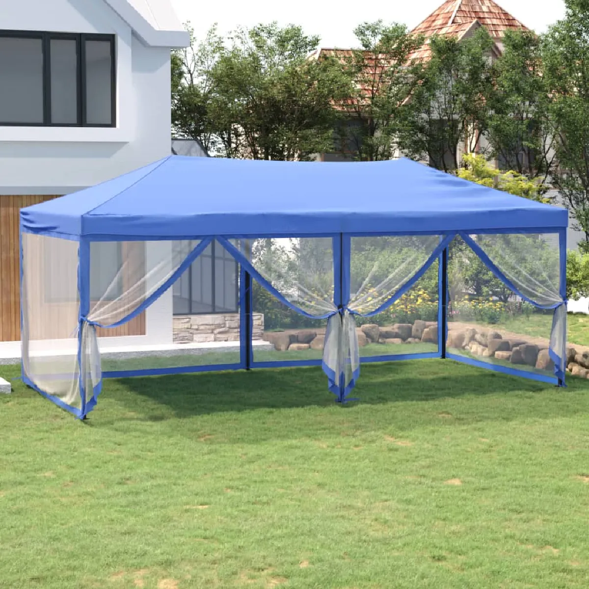 Vidaxl Tente de réception pliable avec parois Bleu 3x6 m 93549