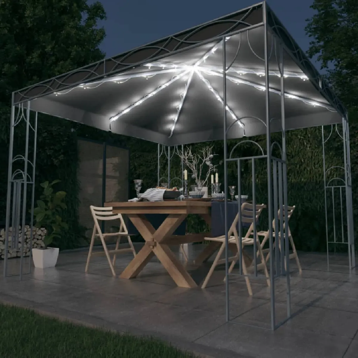 Tonnelle vidaXL 3070339 300x300 cm Guirlande lumineuse LED - vue 3