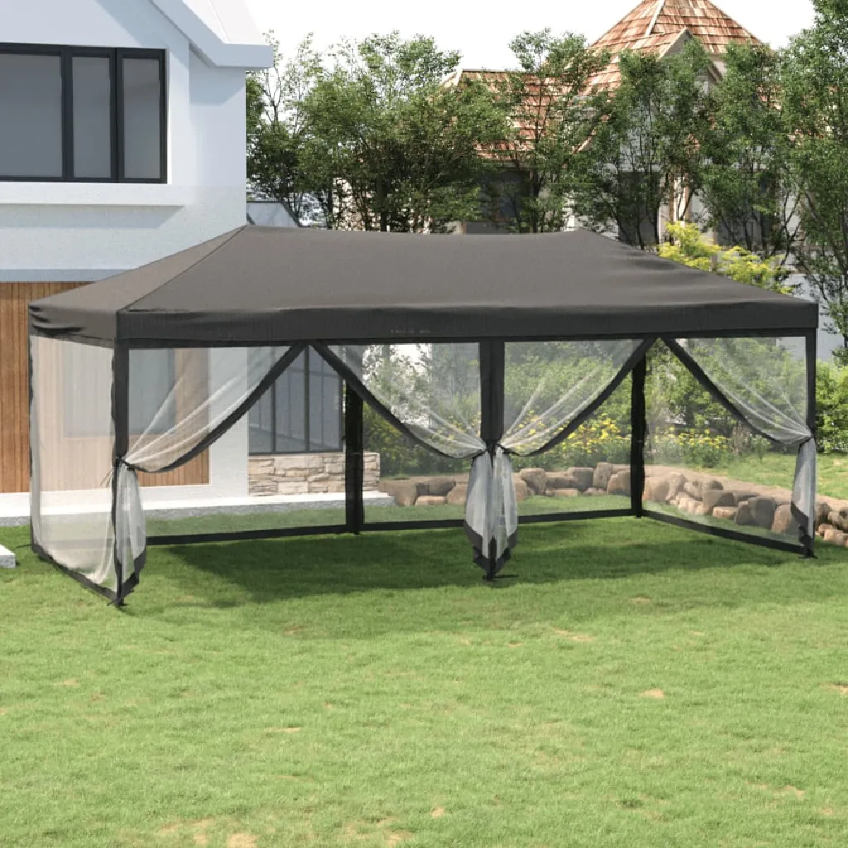 Vidaxl Tente de réception pliable avec parois Anthracite 3x6 m 93551