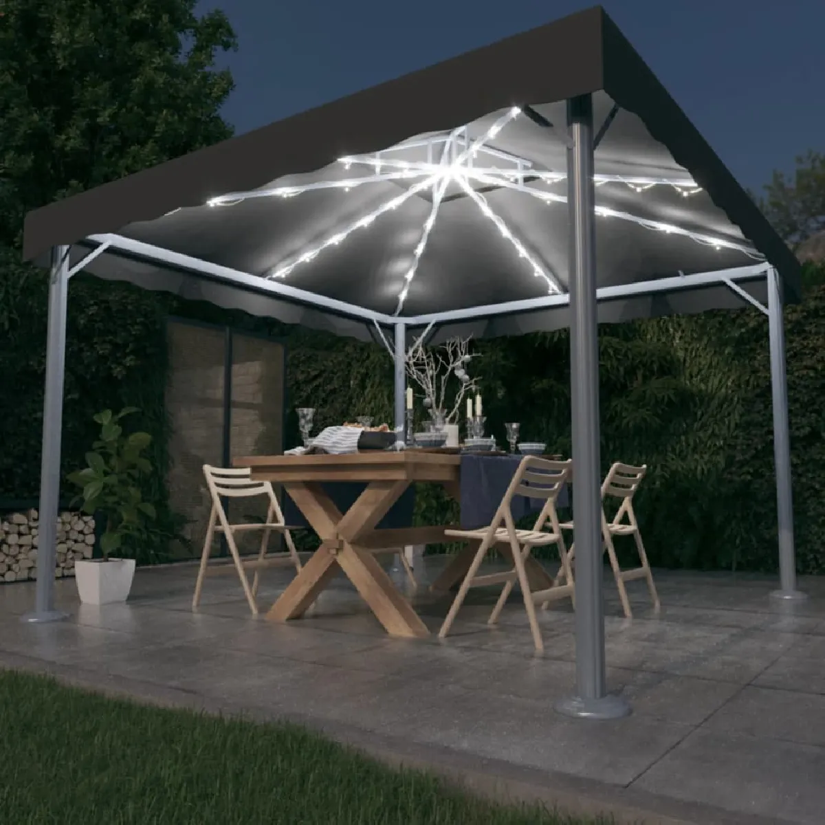 Tonnelle vidaXL 3070339 300x300 cm Guirlande lumineuse LED - vue 4