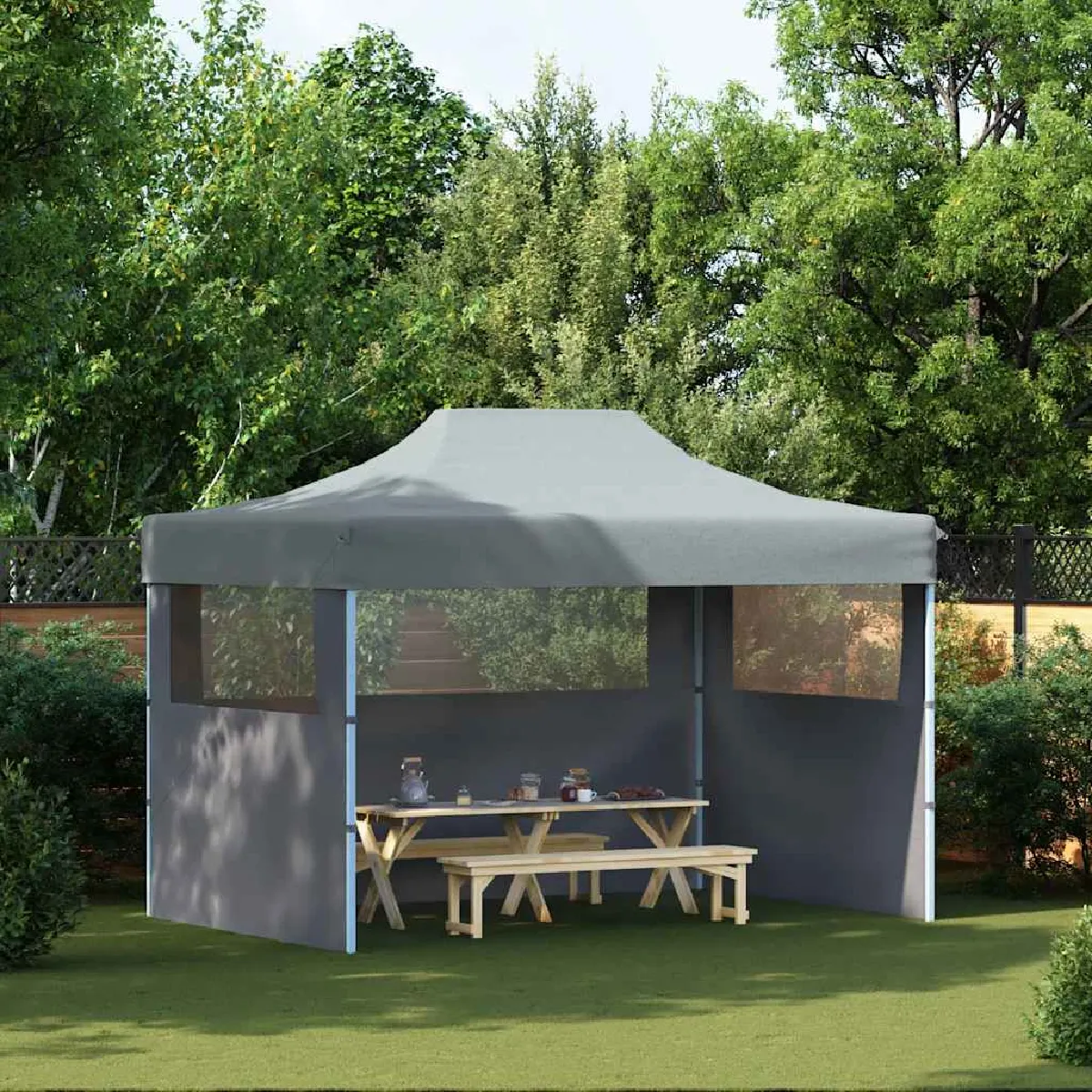vidaXL Tente de Réception Pliable avec 3 Parois Tonnelle de Jardin Tonnelle de Patio Pavillon de Terrasse Auvent d'Extérieur 48896 - vue 2