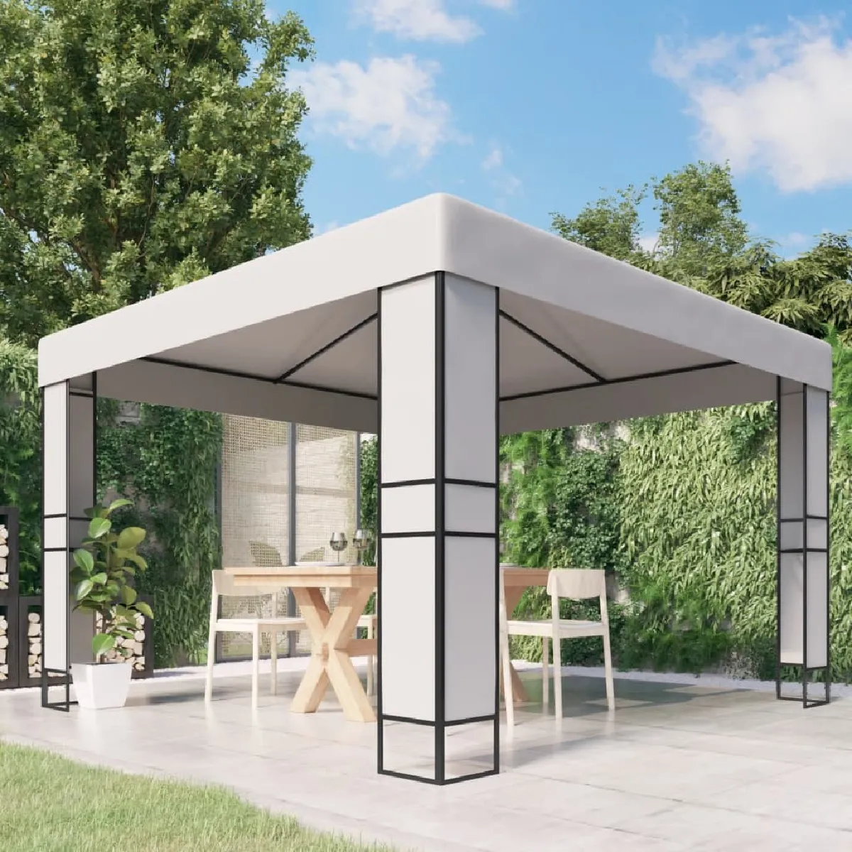 vidaXL Tonnelle avec toit double 3x3 - vue 3