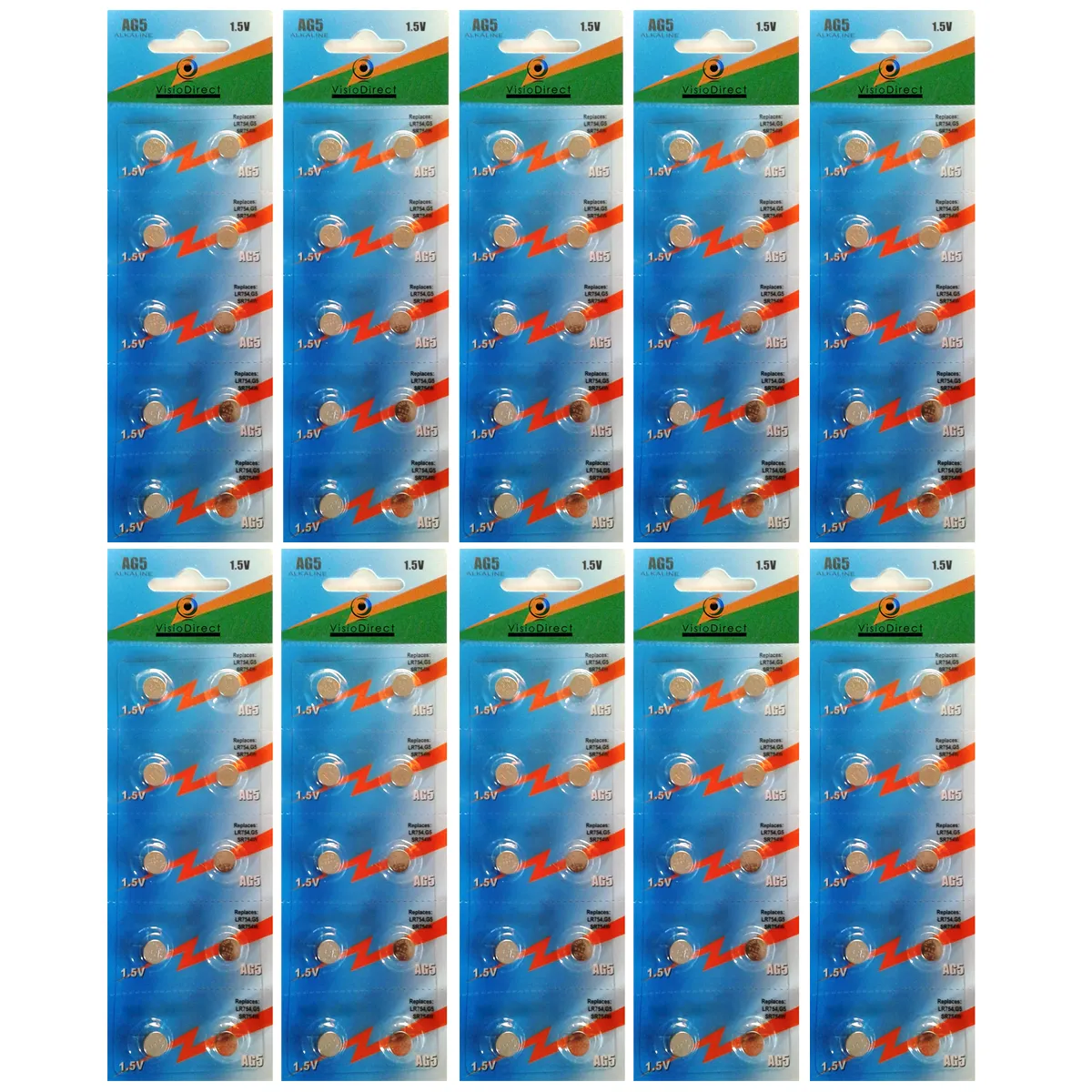 Visiodirect Piles Bouton Ag5 Alcalines - Pack De 100