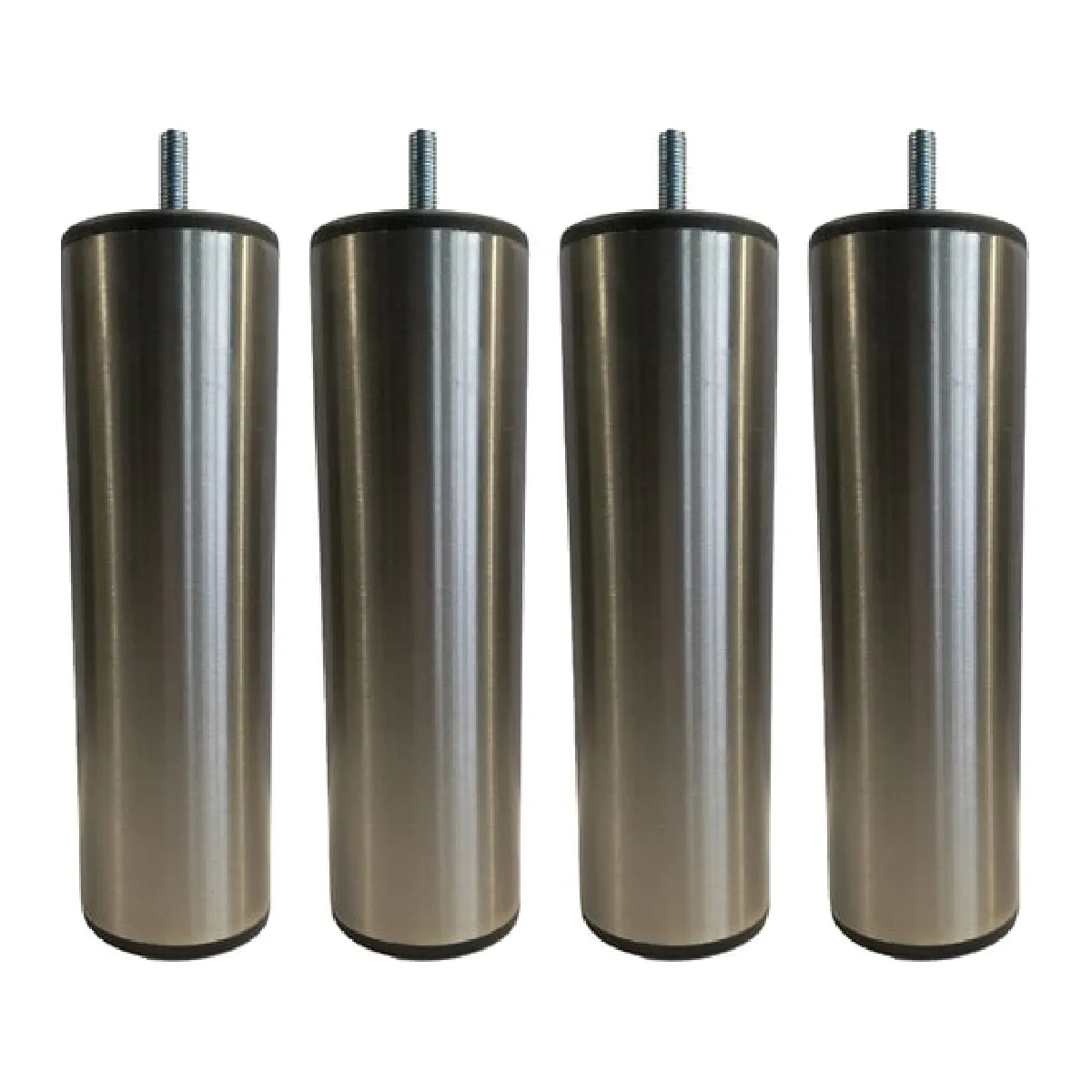 Mrg Lot de 4 pieds de lit cylindriques - Inox