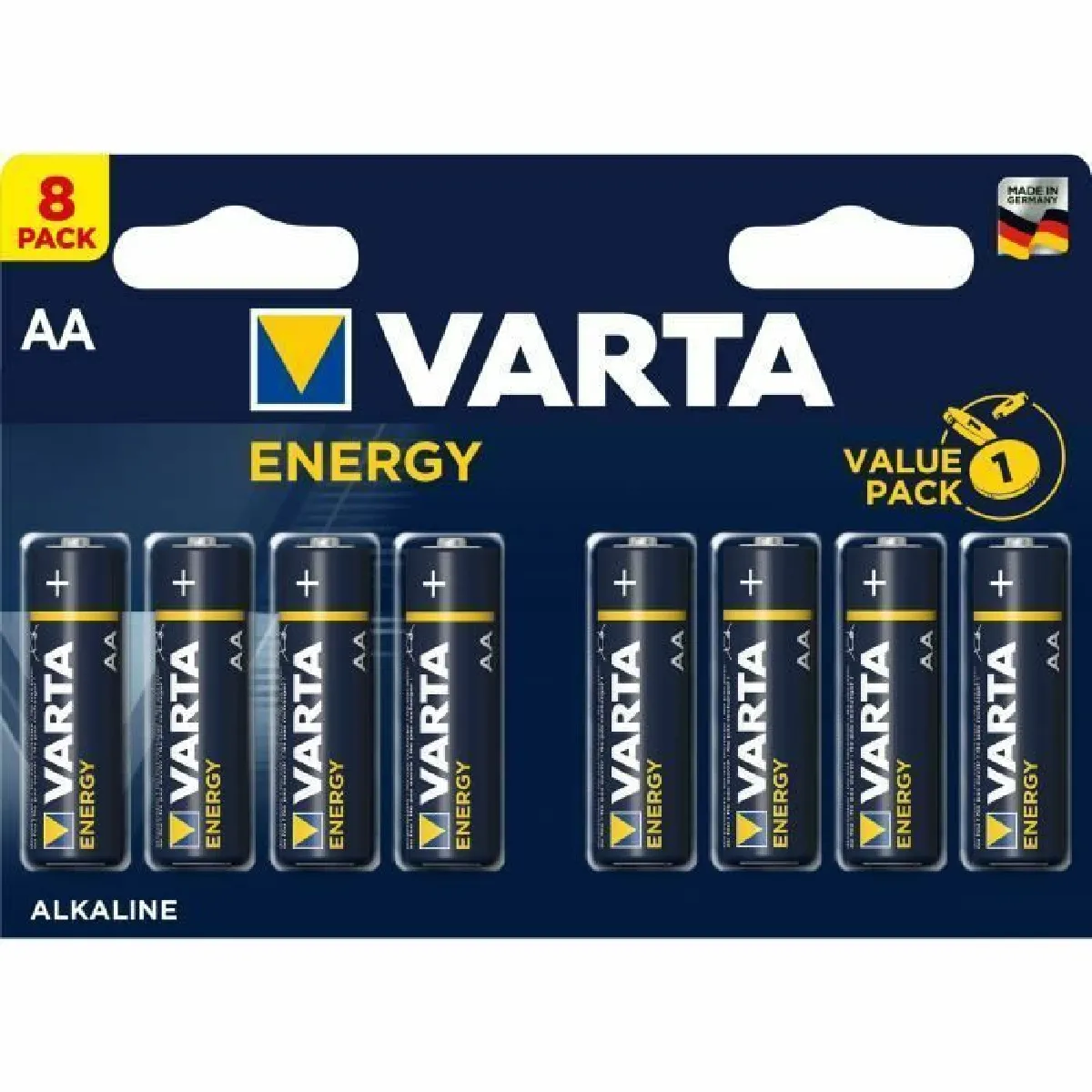 PILES LR06 ALCALINES AA ENERGY 1.50V 2960mAh x8 VARTA - vue 2