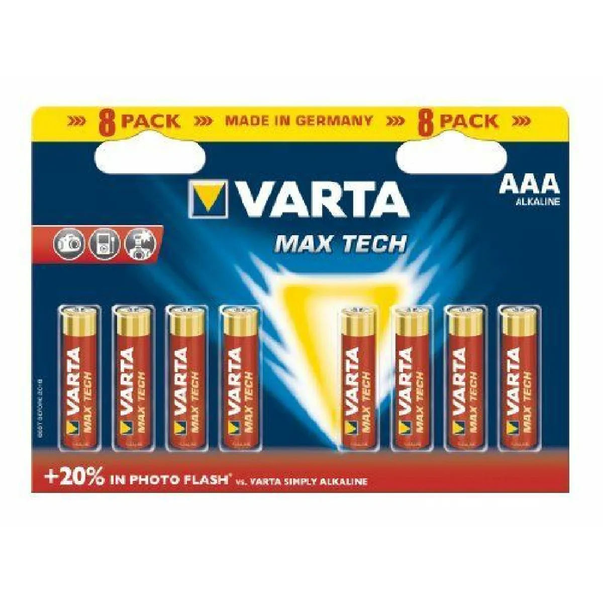 Varta Pile alcaline AAA (LR03) Long-life Max Power, lot de 8 - vue 2