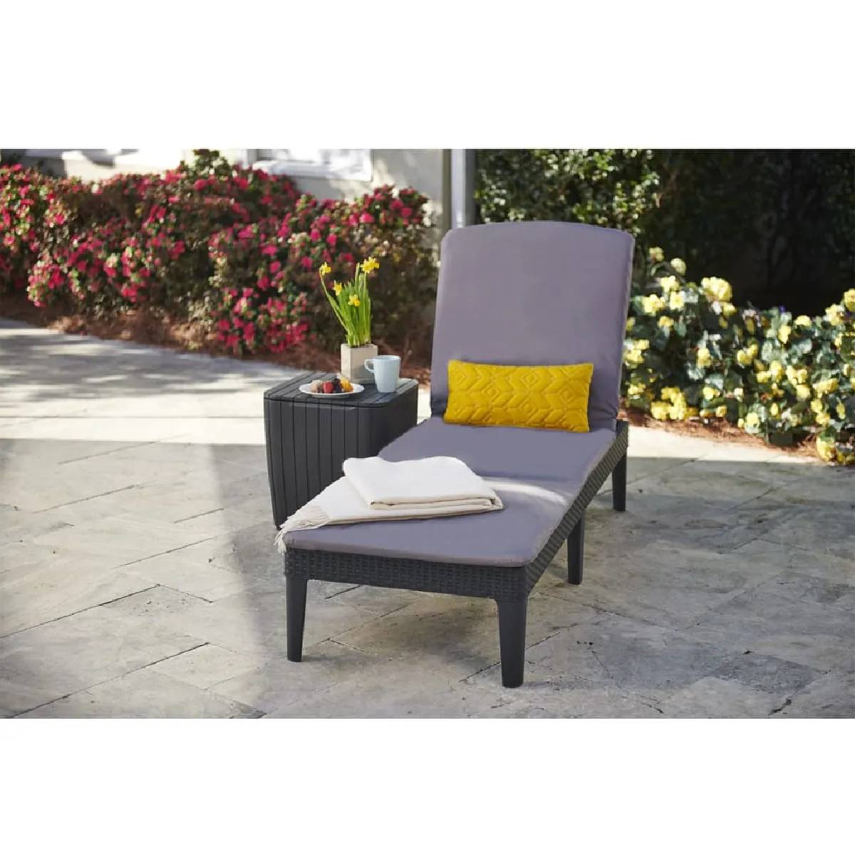 KETER Chaise longue avec coussin - Jaipur Graphite KETER Chaise longue avec coussin - Jaipur Graphite