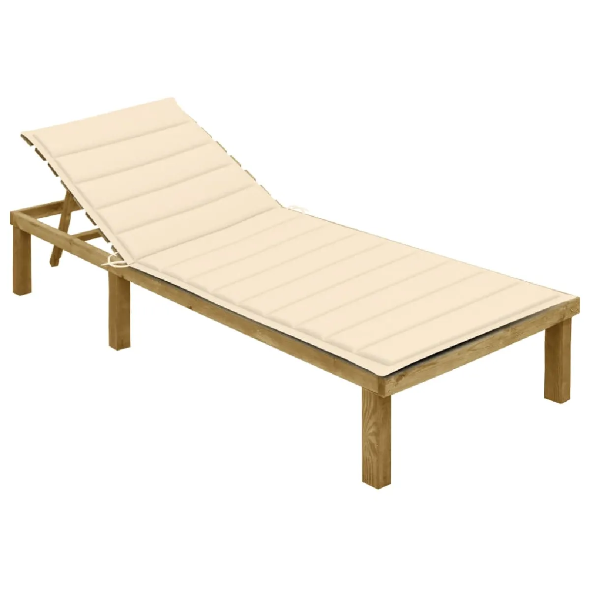 vidaXL Chaise Longue avec Coussins Crème - vue 2