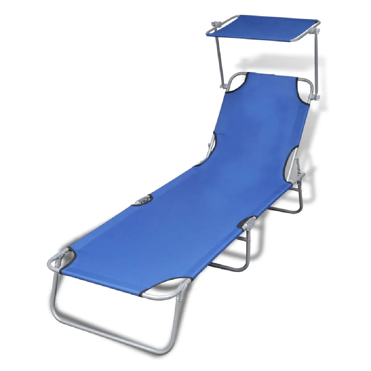 vidaXL Chaise longue pliable avec auvent - Bleu