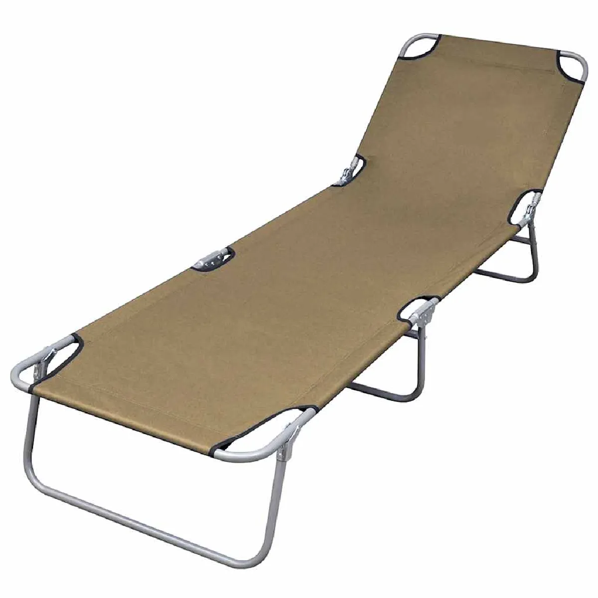 Vidaxl Marron Chaise Longue H. 27 Cm L. 189 Cm En Acier Non Empilable Pliable - Image 3