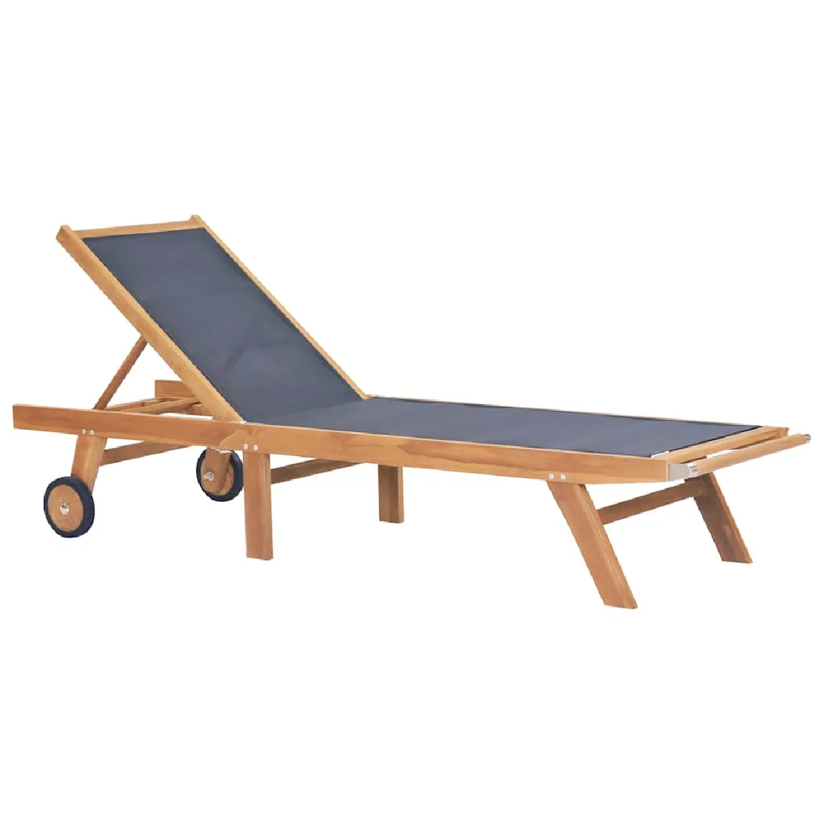 VidaXL Chaise Longue Teck avec Coussin Crème - vue 4