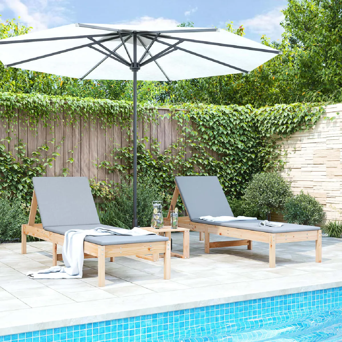 VIDAXL Chaises longues - Bois de pin