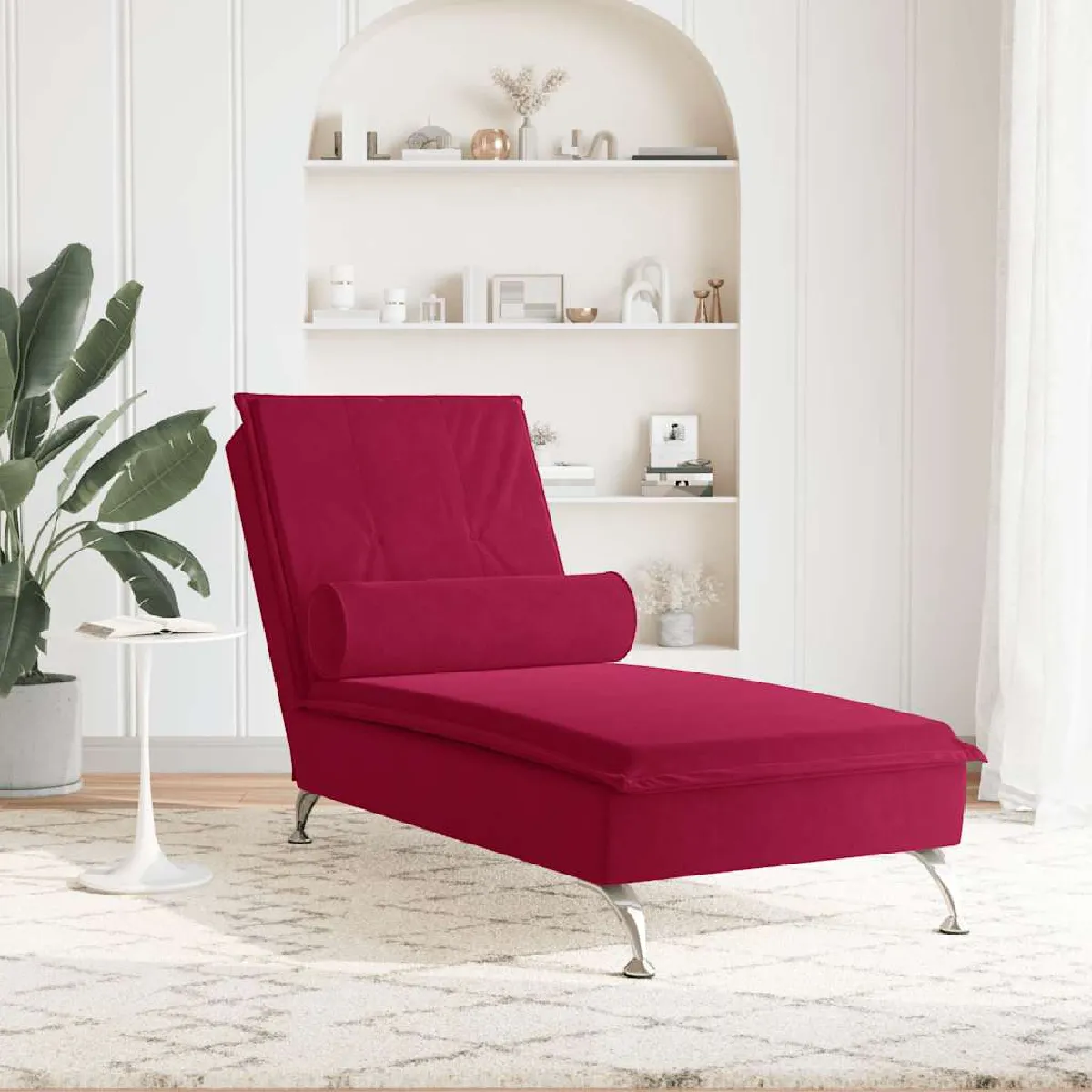 vidaXL Chaise Longue de Massage - Bordeaux