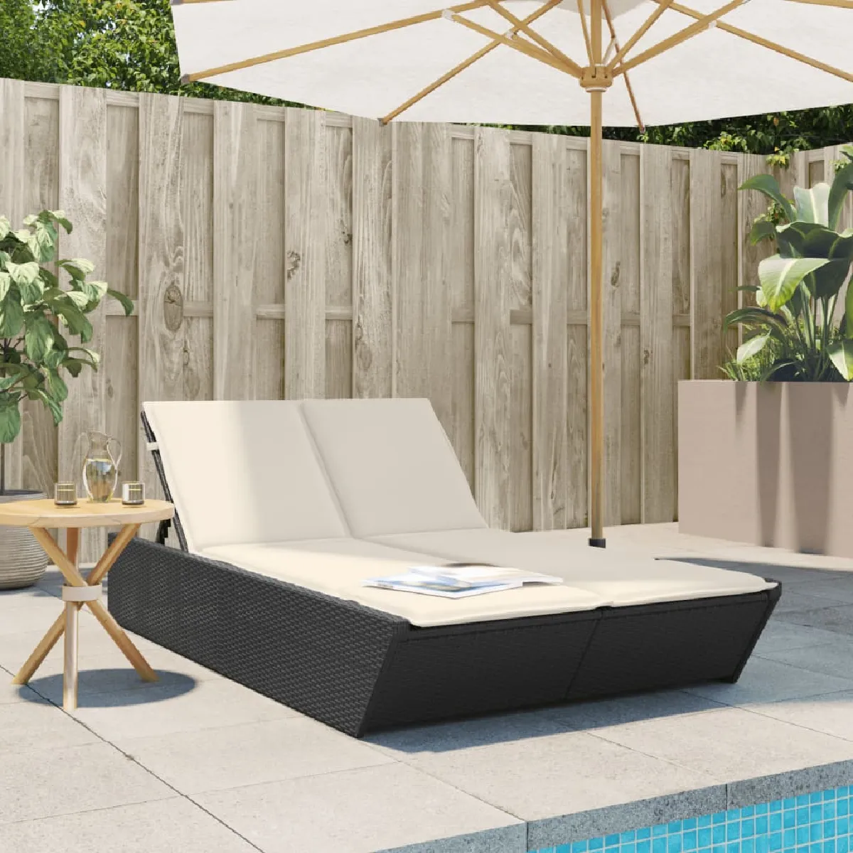 VIDAXL Chaise longue double - Noir