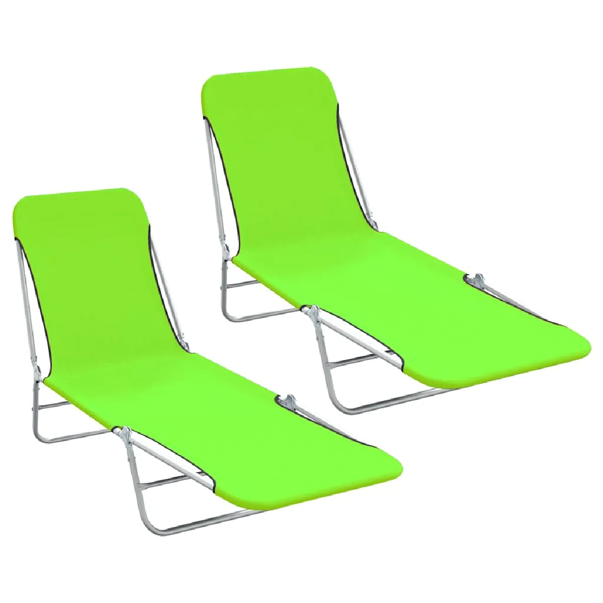 Chaise longue VIDAXL Set de 2 Acier enduit de Pliable et réglable - vue 8