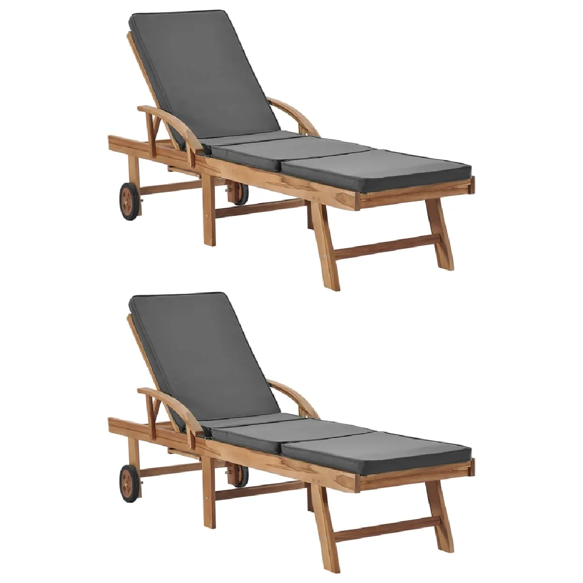 VIDAXL Chaises longues avec coussins lot de 2 - vue 2