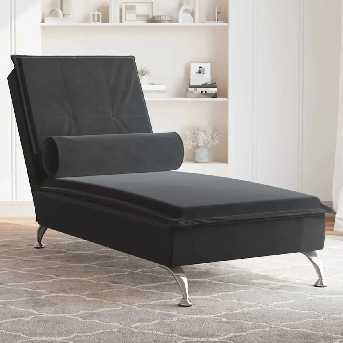vidaXL Chaise longue massage velours