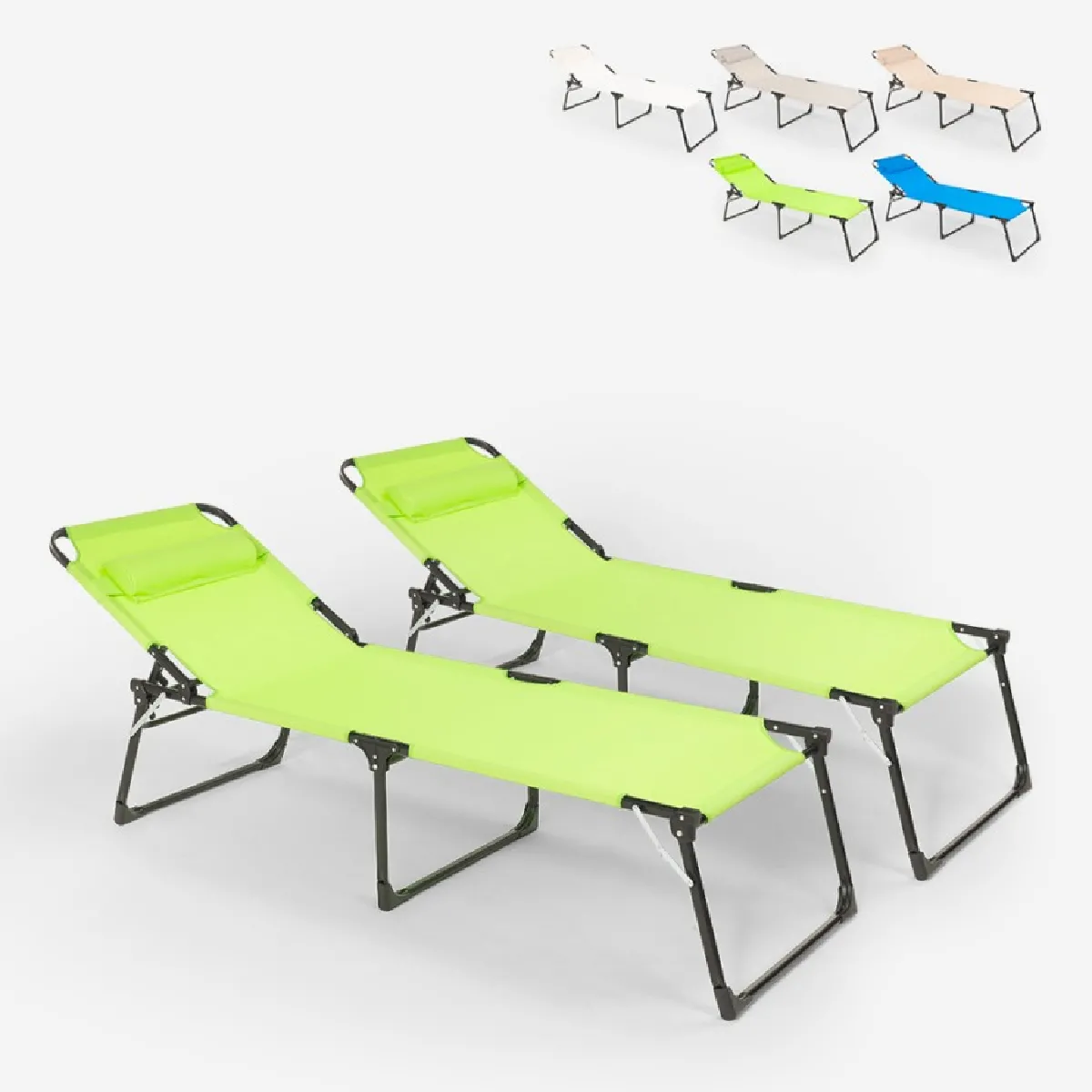 Beach and garden design lot de 2 chaises longues - Vert foncé Beach and garden design lot de 2 chaises longues - Vert foncé