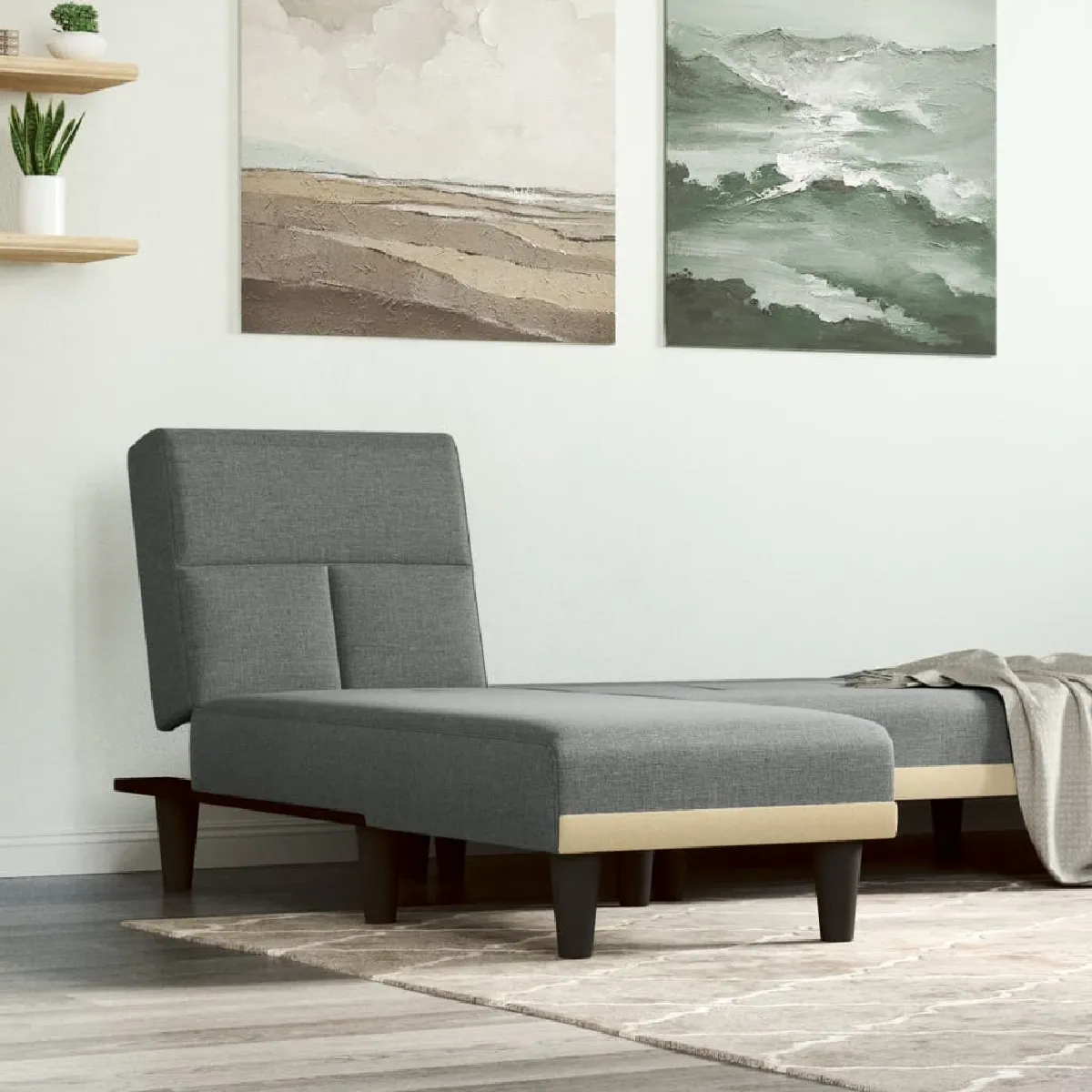 VIDAXL Chaise longue inclinable - Tissu gris foncé