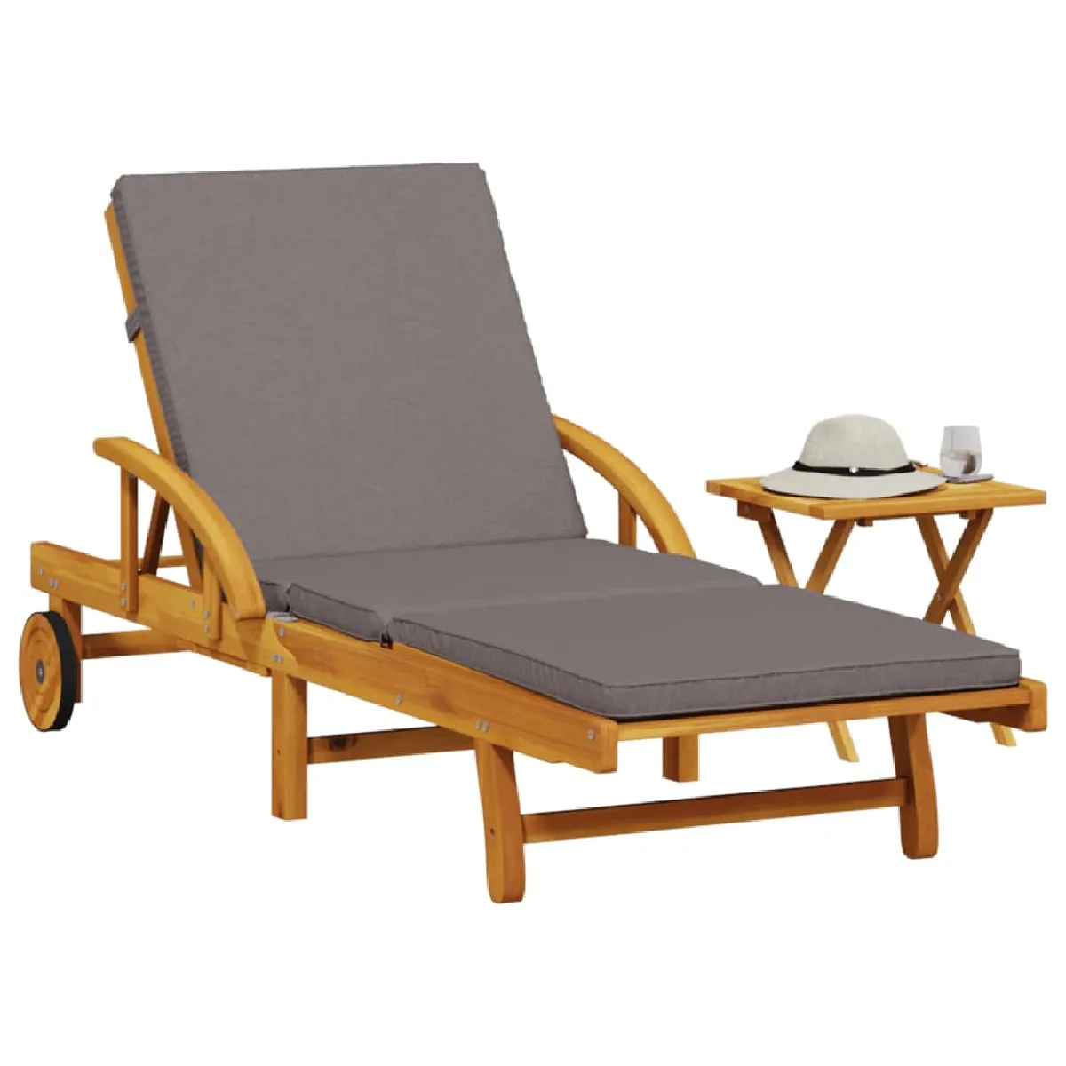 vidaXL - Chaise longue et table acacia
