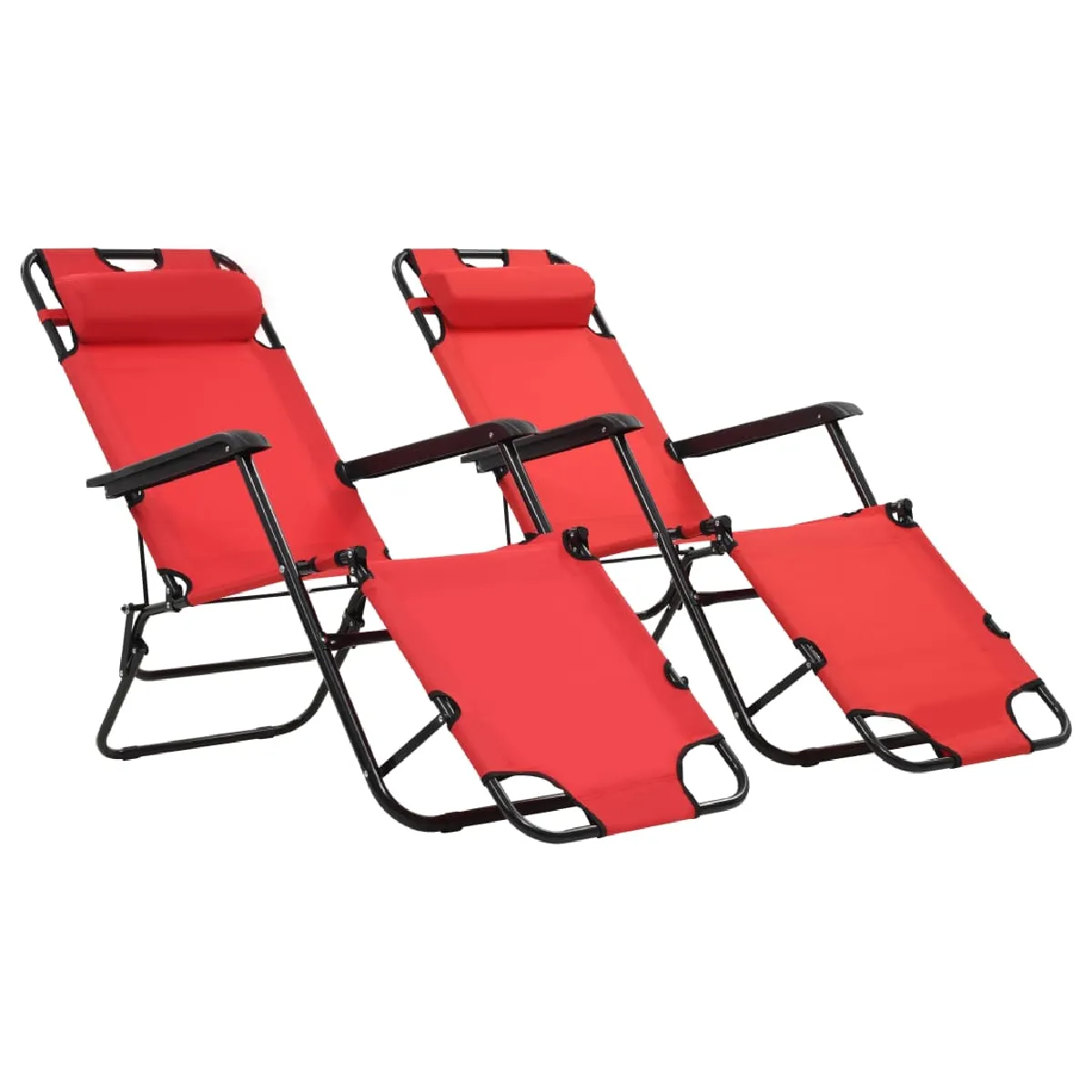 Chaise longue VIDAXL Set de 2 Acier enduit de Pliable et réglable - vue 7