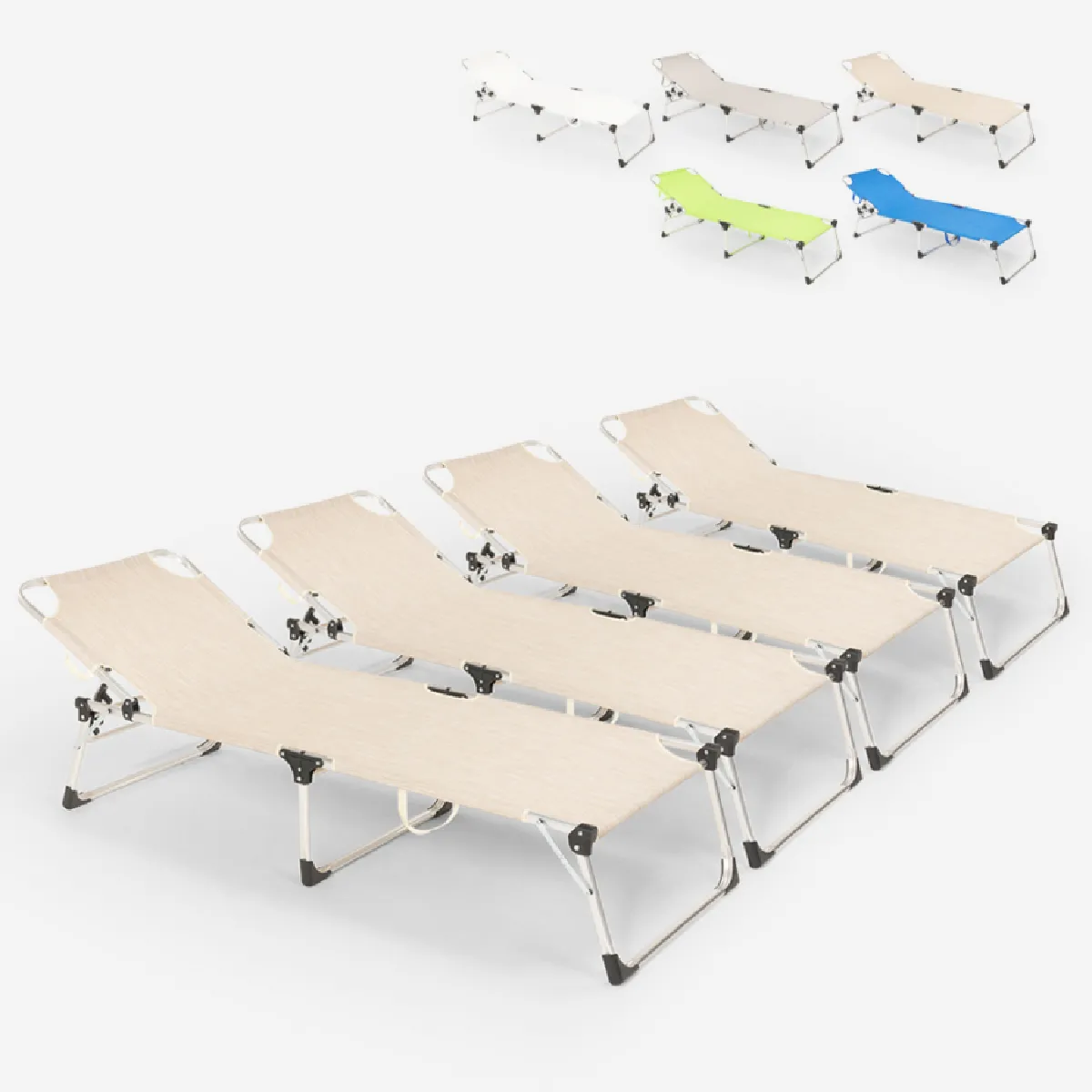 Beach and garden design Lot de 4 chaises longues - Beige Beach and garden design Lot de 4 chaises longues - Beige