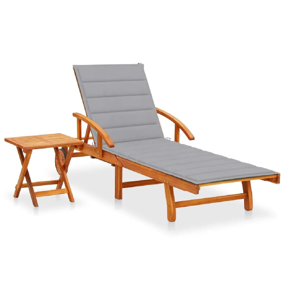 Vidaxl chaise longue avec table bois d'acacia