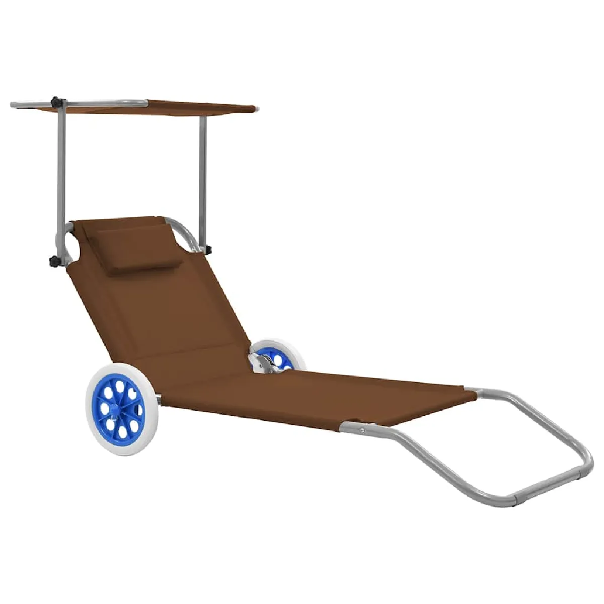vidaXL Chaise Longue Pliable avec Auvent Acier et Tissu Transat Meuble Jardin 41197 - vue 2