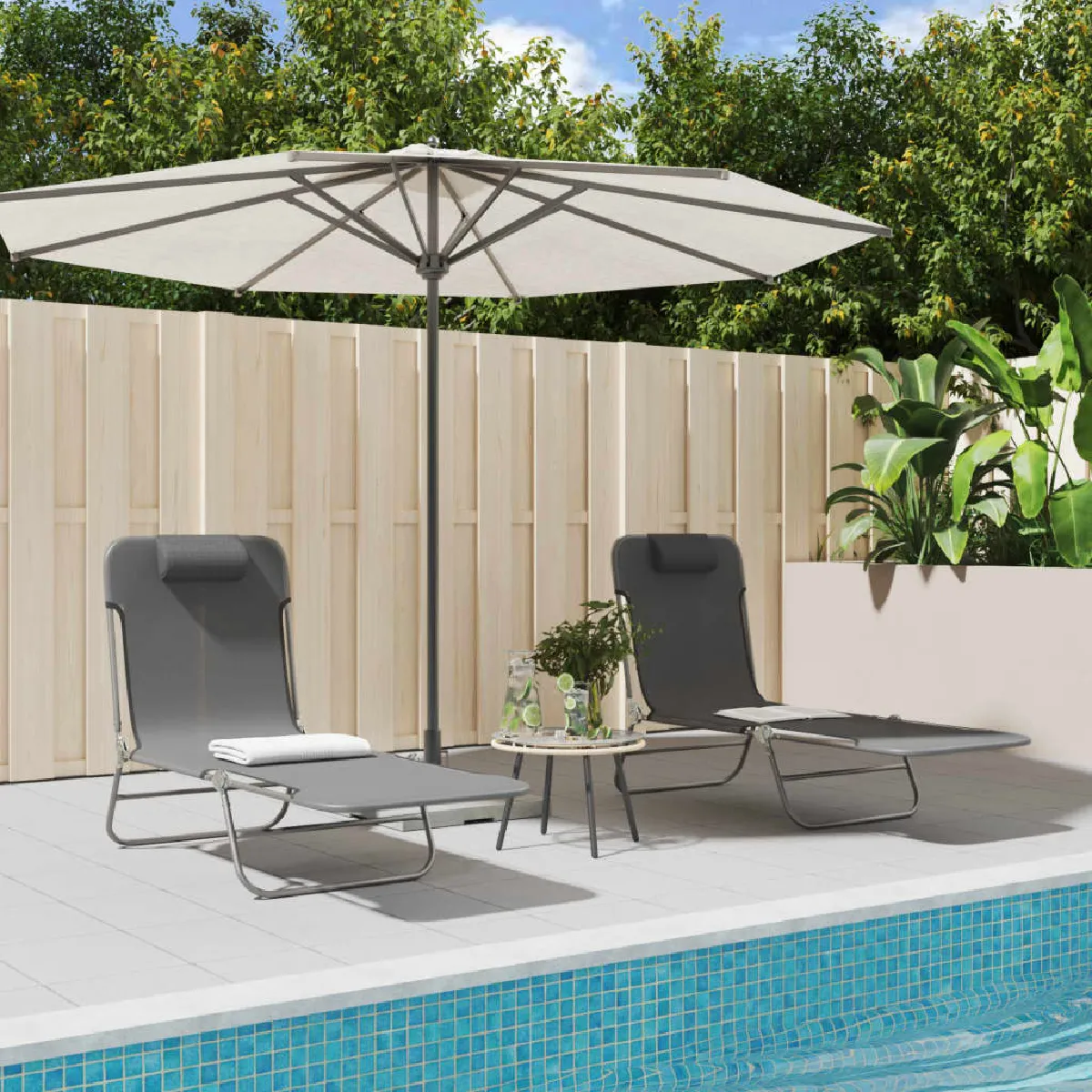 vidaXL Chaises longues pliables 2 pcs - vue 2