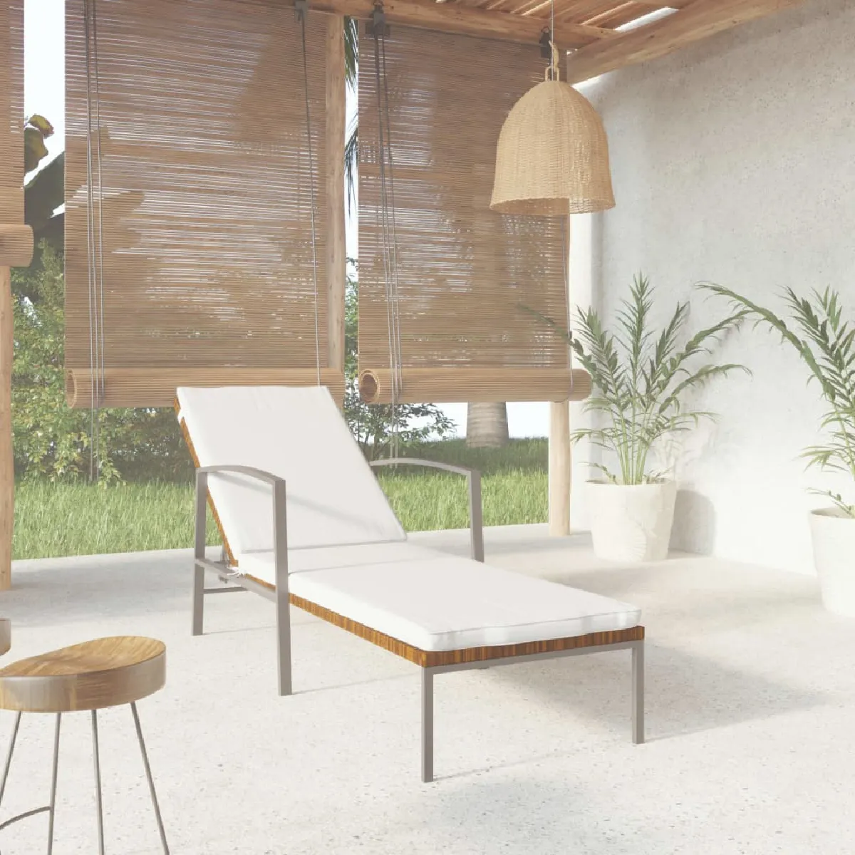 Non Communiqué Marron Vidaxl Chaise Longue De Jardin Avec Coussin Résine Tressée 317634 - Image 2