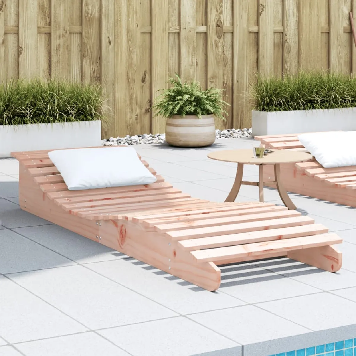 vidaXL Chaise Longue Transat de Patio Lit de Repos de Jardin Bain de Soleil Piscine Terrasse Balcon Moderne Bois Massif 832578 - vue 2