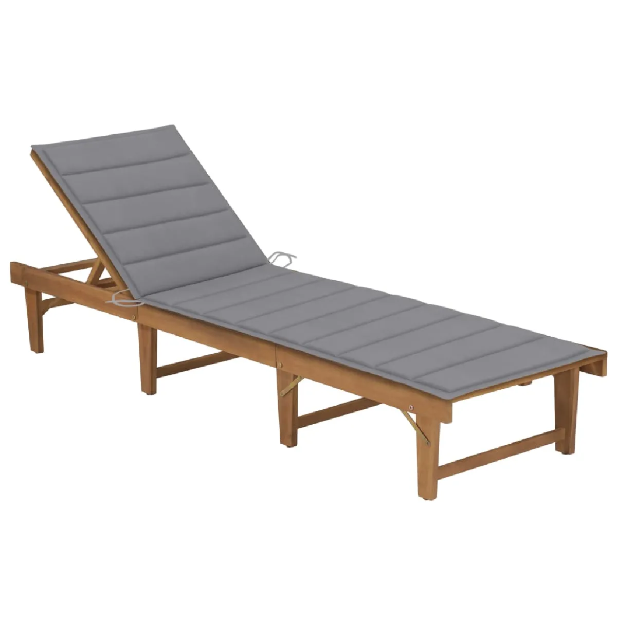 vidaXL Chaise longue pliable avec coussin Acacia - vue 1